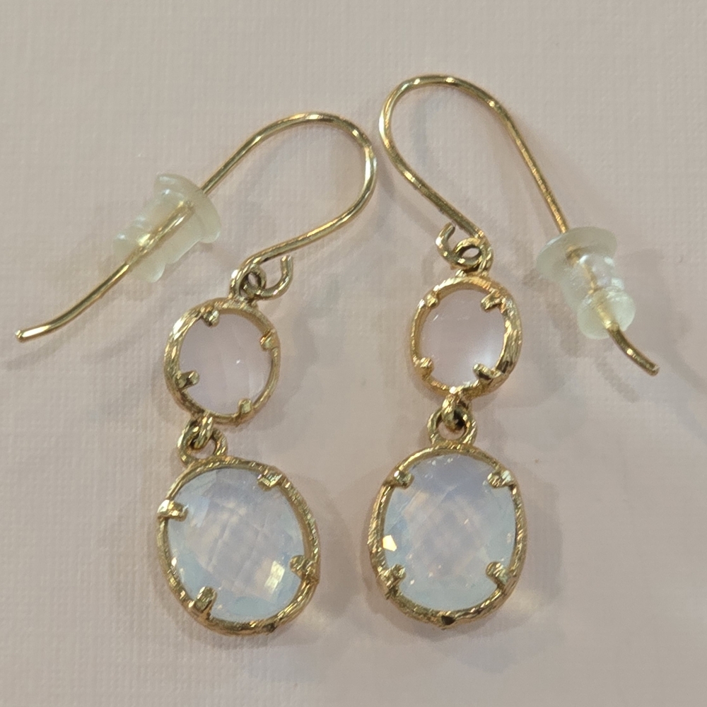 Elegant Gold and White Dangle Earrings